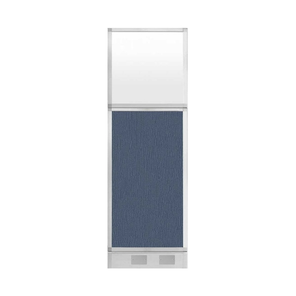 Hush Panel Configurable Cubicle Partition 2' x 6' Ocean Fabric Frosted Window w/ Cable Channel